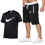 Two Piece Set Men Short Sleeve T Shirt Cropped Top+Shorts Men's Tracksuits 2019 New Causal Sportswear Tops Short Trousers