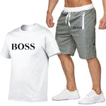 New Fashion Sportsuit and Tee Shirt Set Mens T Shirt Shorts + Short Pants Men Summer Tracksuit Men Casual Brand Boss Tee Shirts