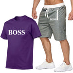 New Fashion Sportsuit and Tee Shirt Set Mens T Shirt Shorts + Short Pants Men Summer Tracksuit Men Casual Brand Boss Tee Shirts