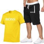 New Fashion Sportsuit and Tee Shirt Set Mens T Shirt Shorts + Short Pants Men Summer Tracksuit Men Casual Brand Boss Tee Shirts