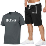 New Fashion Sportsuit and Tee Shirt Set Mens T Shirt Shorts + Short Pants Men Summer Tracksuit Men Casual Brand Boss Tee Shirts