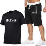 New Fashion Sportsuit and Tee Shirt Set Mens T Shirt Shorts + Short Pants Men Summer Tracksuit Men Casual Brand Boss Tee Shirts