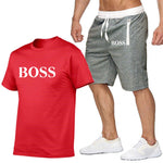 New Fashion Sportsuit and Tee Shirt Set Mens T Shirt Shorts + Short Pants Men Summer Tracksuit Men Casual Brand Boss Tee Shirts