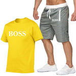 New Fashion Sportsuit and Tee Shirt Set Mens T Shirt Shorts + Short Pants Men Summer Tracksuit Men Casual Brand Boss Tee Shirts