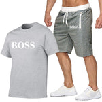 New Fashion Sportsuit and Tee Shirt Set Mens T Shirt Shorts + Short Pants Men Summer Tracksuit Men Casual Brand Boss Tee Shirts