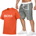 New Fashion Sportsuit and Tee Shirt Set Mens T Shirt Shorts + Short Pants Men Summer Tracksuit Men Casual Brand Boss Tee Shirts