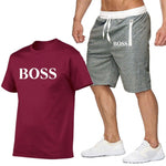 New Fashion Sportsuit and Tee Shirt Set Mens T Shirt Shorts + Short Pants Men Summer Tracksuit Men Casual Brand Boss Tee Shirts