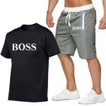 New Fashion Sportsuit and Tee Shirt Set Mens T Shirt Shorts + Short Pants Men Summer Tracksuit Men Casual Brand Boss Tee Shirts