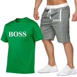 New Fashion Sportsuit and Tee Shirt Set Mens T Shirt Shorts + Short Pants Men Summer Tracksuit Men Casual Brand Boss Tee Shirts