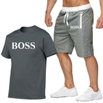 New Fashion Sportsuit and Tee Shirt Set Mens T Shirt Shorts + Short Pants Men Summer Tracksuit Men Casual Brand Boss Tee Shirts
