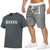 New Fashion Sportsuit and Tee Shirt Set Mens T Shirt Shorts + Short Pants Men Summer Tracksuit Men Casual Brand Boss Tee Shirts